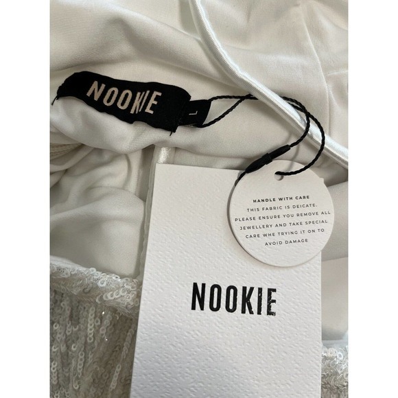 NOOKIE White Sequin Liberty Gown Size L Floor Length Cocktail NEW - Picture 3 of 13